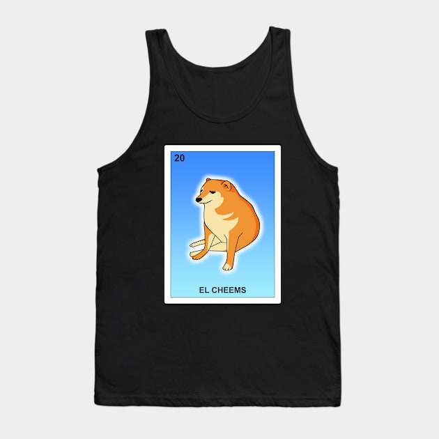 El Cheems Mexican Lottery Dog Funny Shiba Inu Meme Bingo Card Tank Top by Julio Regis